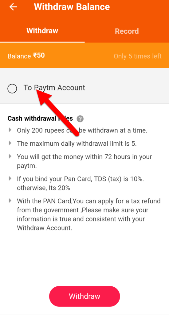 To Paytm Account